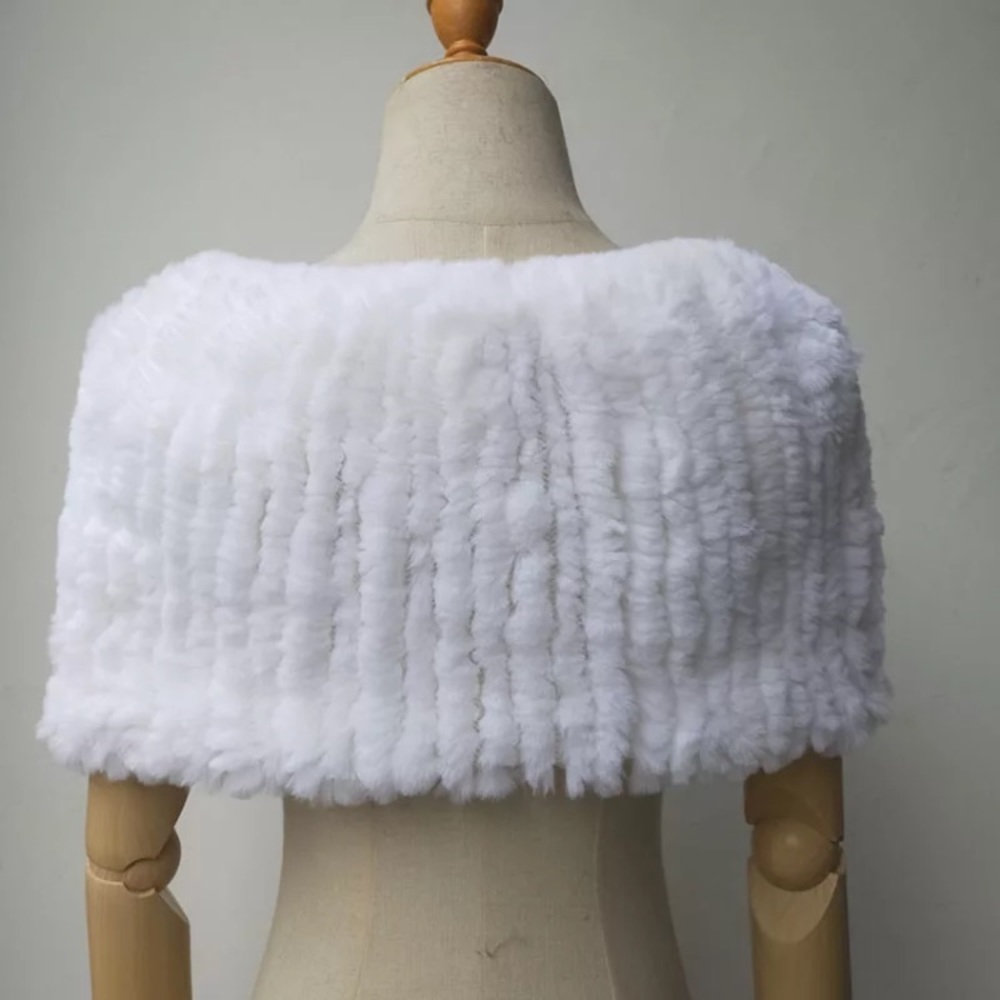 Bridal wrap or oversized scarf. Real rabbit fur - Picture 2 of 2